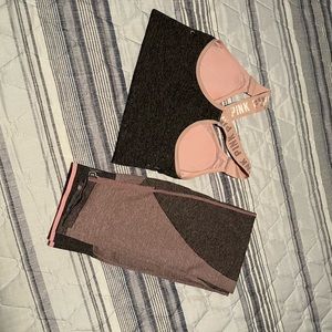 PINK sports bra (L) and leggings (XL) in light pink